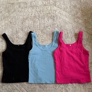 Women's Tank Top Set - Black, Blue, and Pink